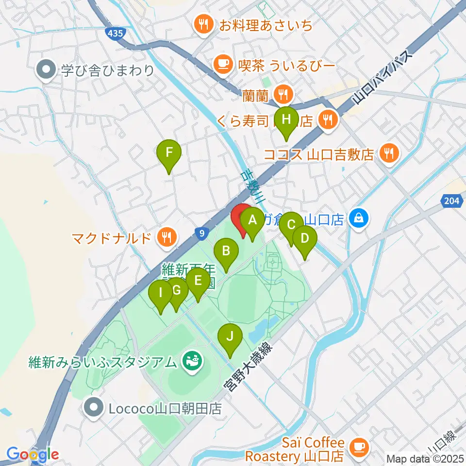 維新百年記念公園ラグビー・サッカー場周辺の駐車場・コインパーキング一覧地図