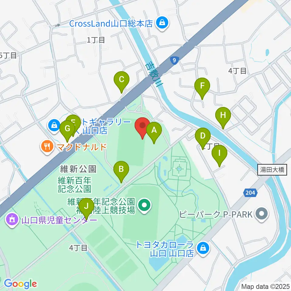 維新百年記念公園ラグビー・サッカー場周辺の駐車場・コインパーキング一覧地図