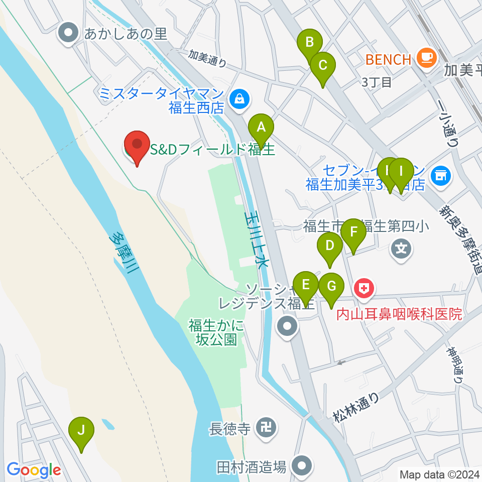 S&Dフィールド福生周辺の駐車場・コインパーキング一覧地図