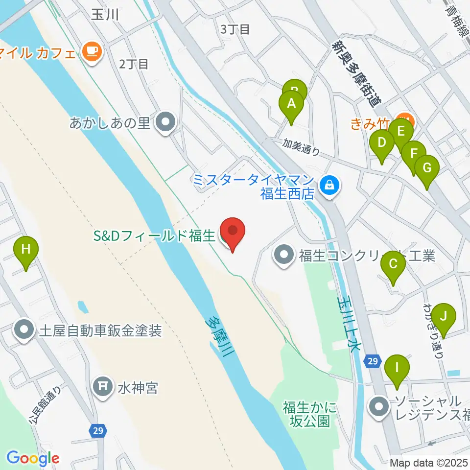 S&Dフィールド福生周辺の駐車場・コインパーキング一覧地図