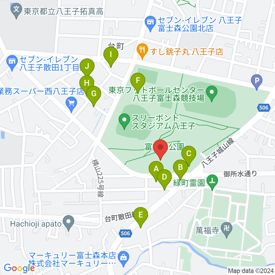 八王子市富士森体育館 周辺の駐車場 コインパーキング一覧マップ
