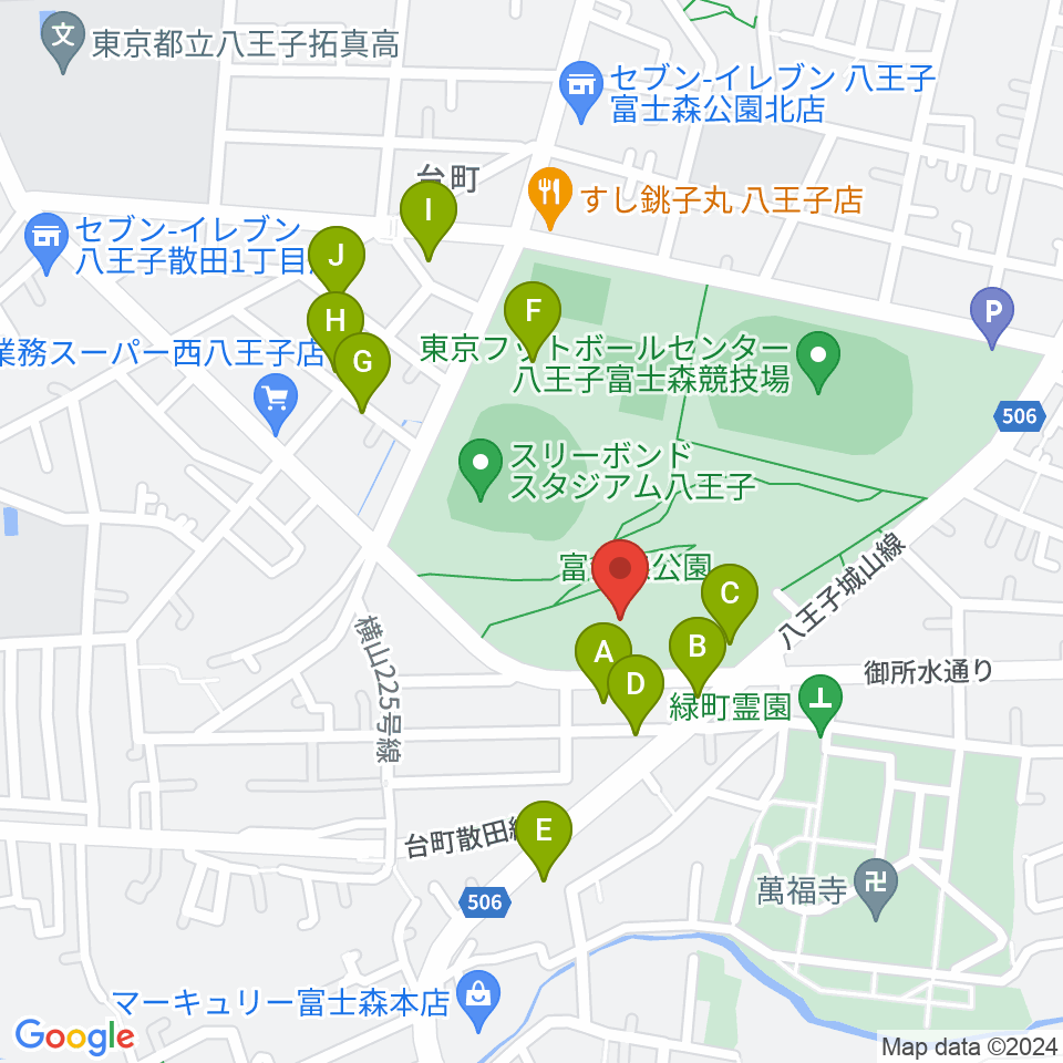 八王子市富士森体育館周辺の駐車場・コインパーキング一覧地図