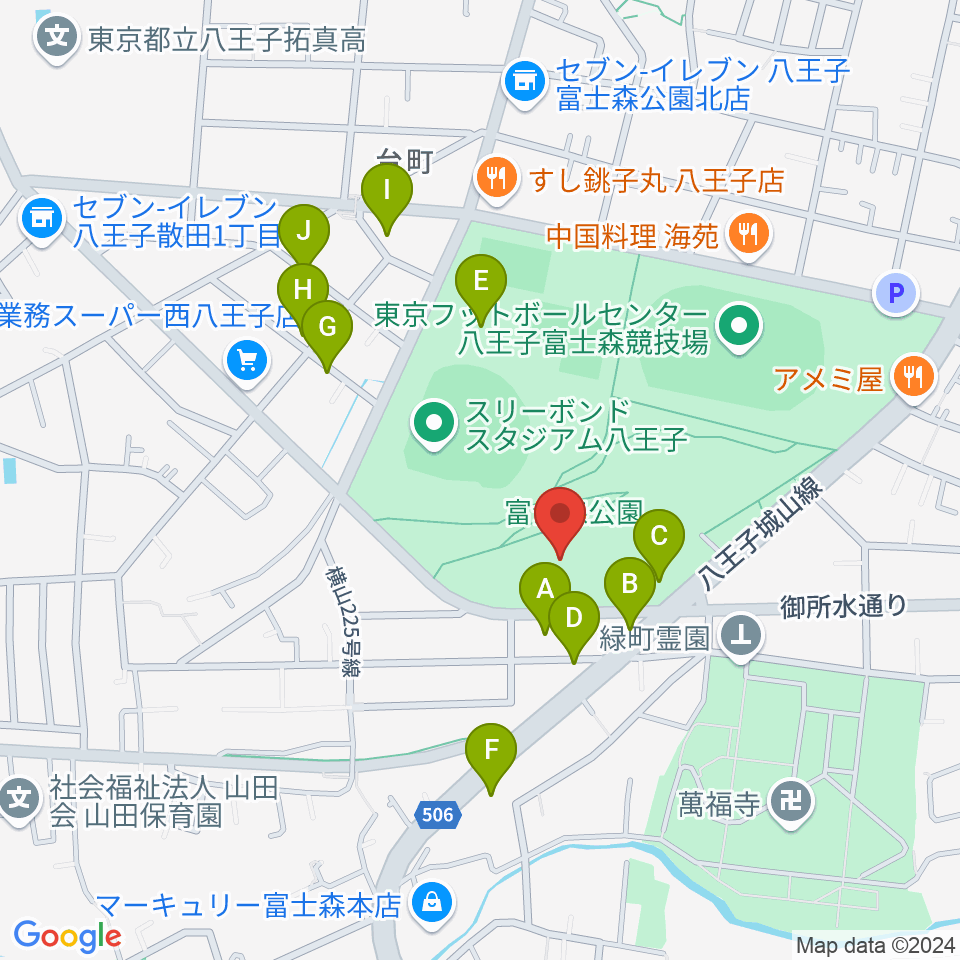 八王子市富士森体育館周辺の駐車場・コインパーキング一覧地図