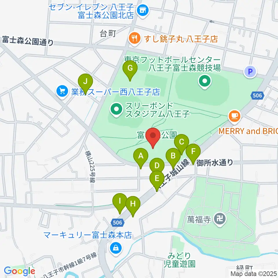 八王子市富士森体育館周辺の駐車場・コインパーキング一覧地図