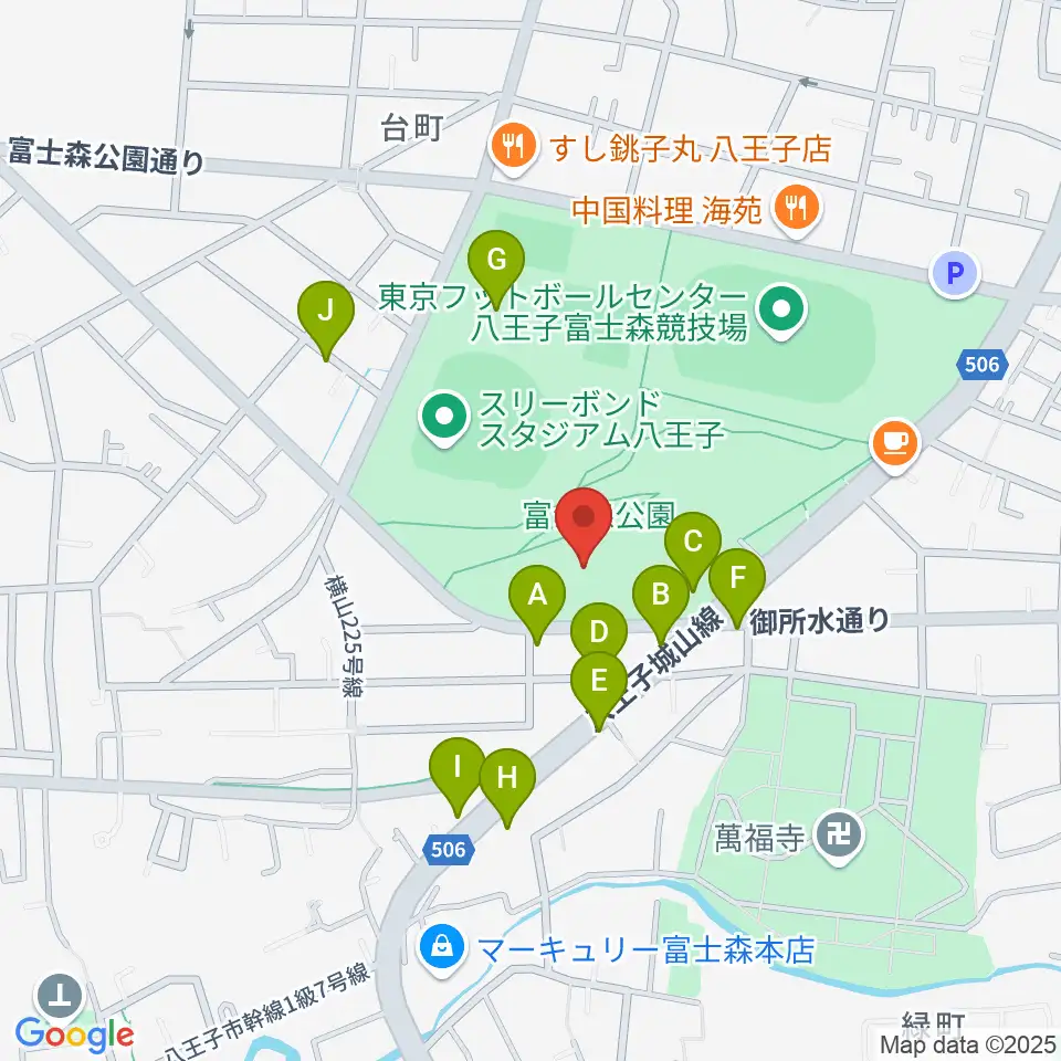 八王子市富士森体育館周辺の駐車場・コインパーキング一覧地図