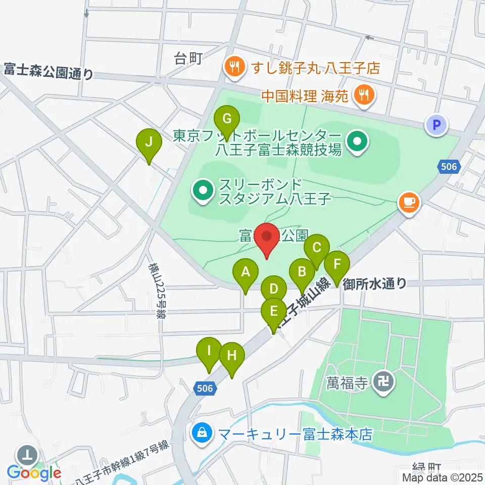 八王子市富士森体育館周辺の駐車場・コインパーキング一覧地図