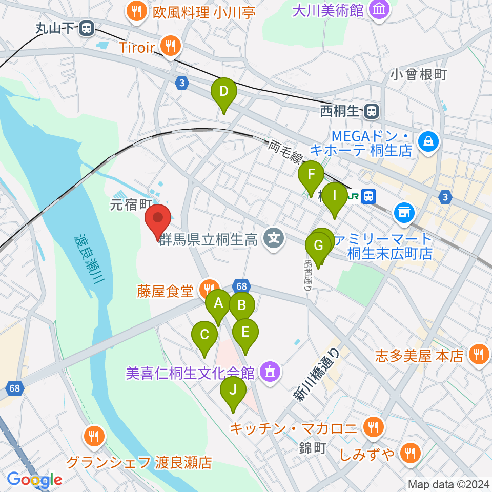 森エンジニアリング桐生スタジアム周辺の駐車場・コインパーキング一覧地図