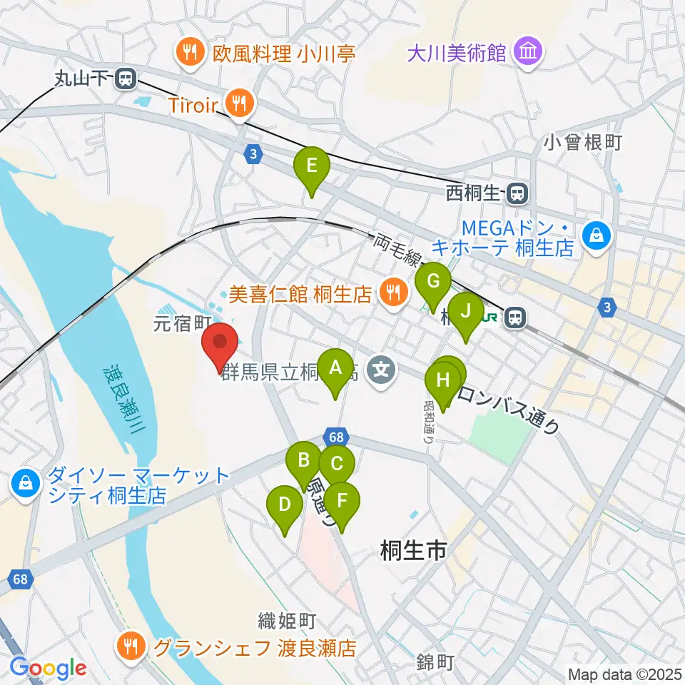 森エンジニアリング桐生スタジアム周辺の駐車場・コインパーキング一覧地図