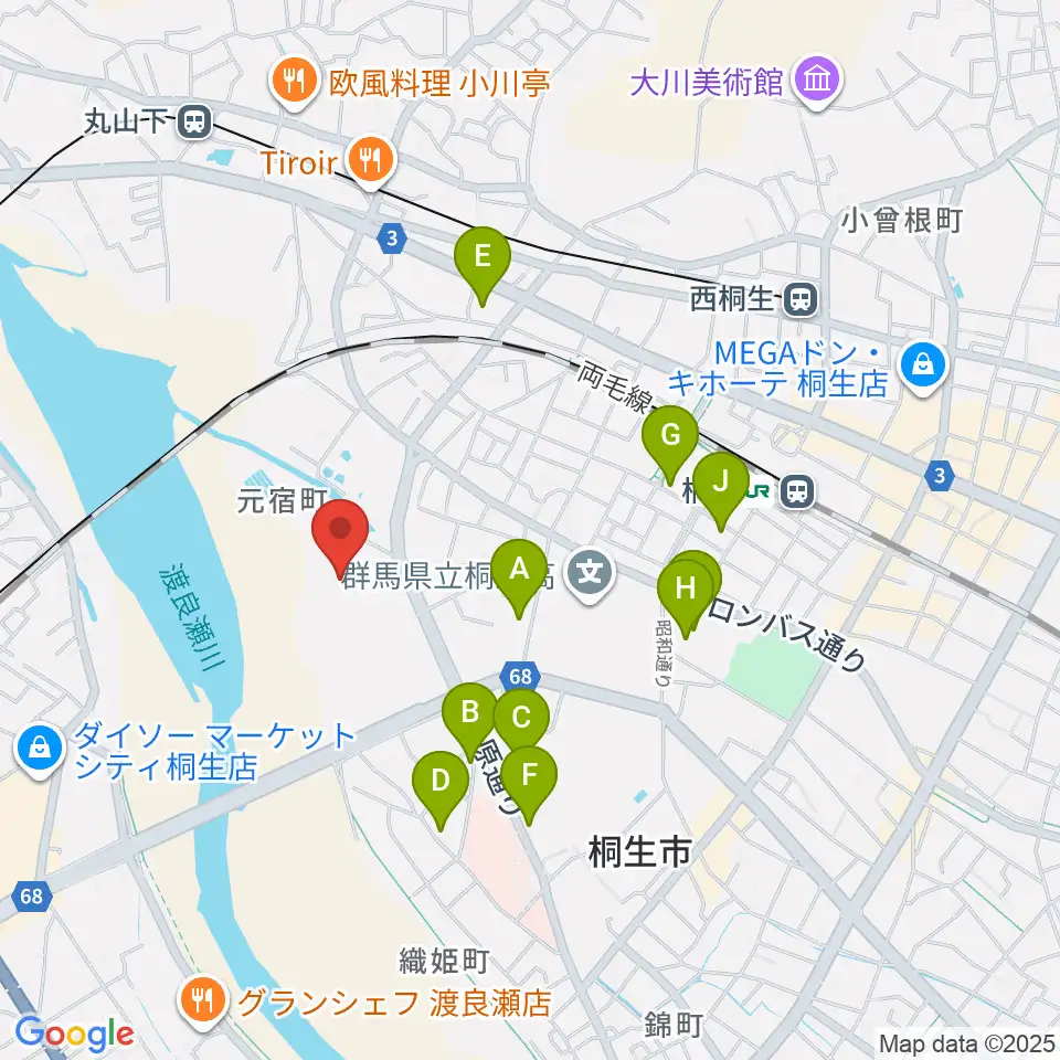 森エンジニアリング桐生スタジアム周辺の駐車場・コインパーキング一覧地図