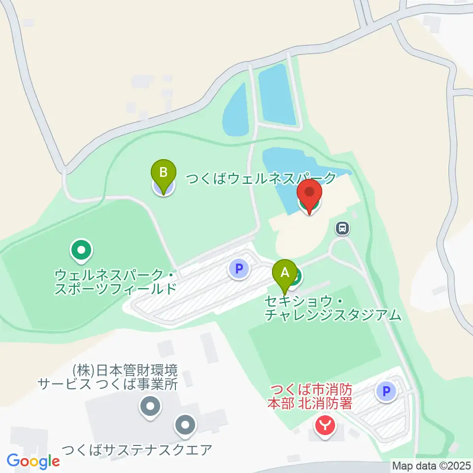 つくばウェルネスパーク・ヘルスプラザ周辺の駐車場・コインパーキング一覧地図