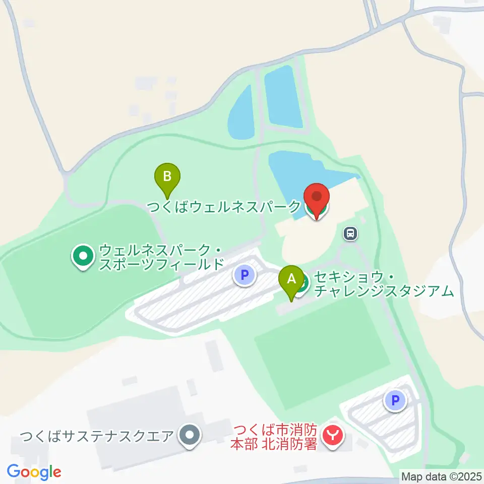 つくばウェルネスパーク・ヘルスプラザ周辺の駐車場・コインパーキング一覧地図
