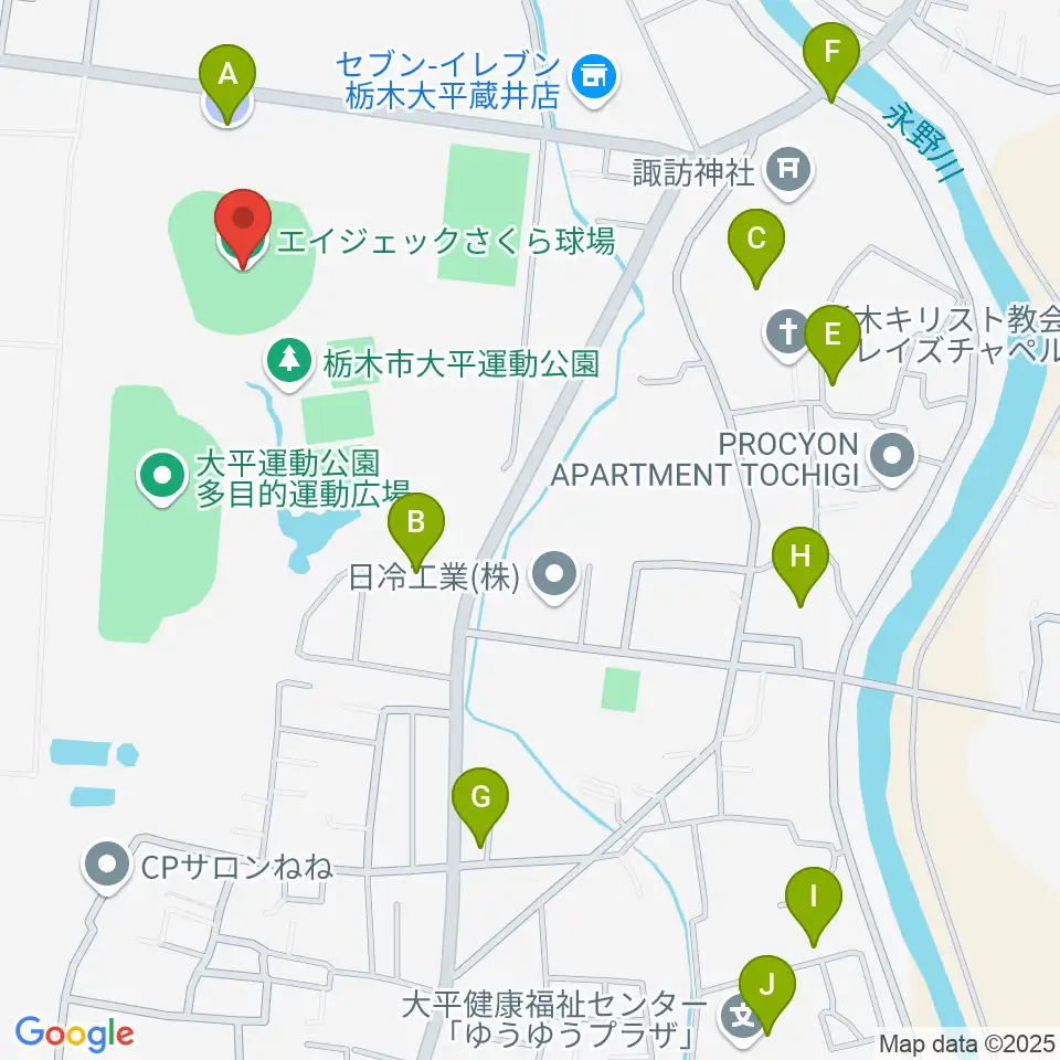 エイジェックさくら球場周辺の駐車場・コインパーキング一覧地図