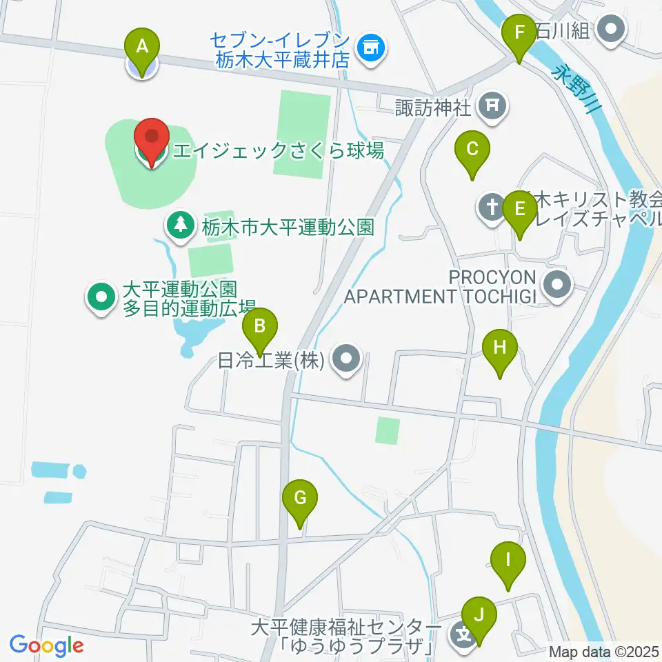 エイジェックさくら球場周辺の駐車場・コインパーキング一覧地図