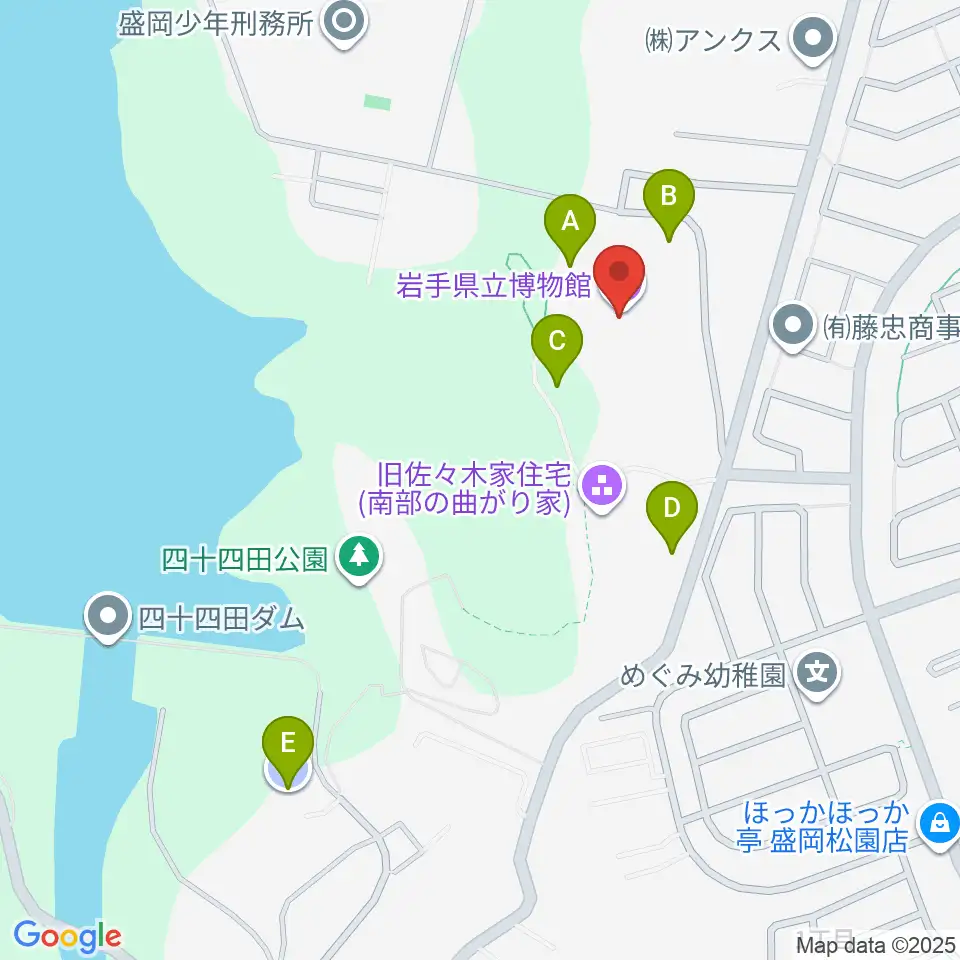 岩手県立博物館周辺の駐車場・コインパーキング一覧地図