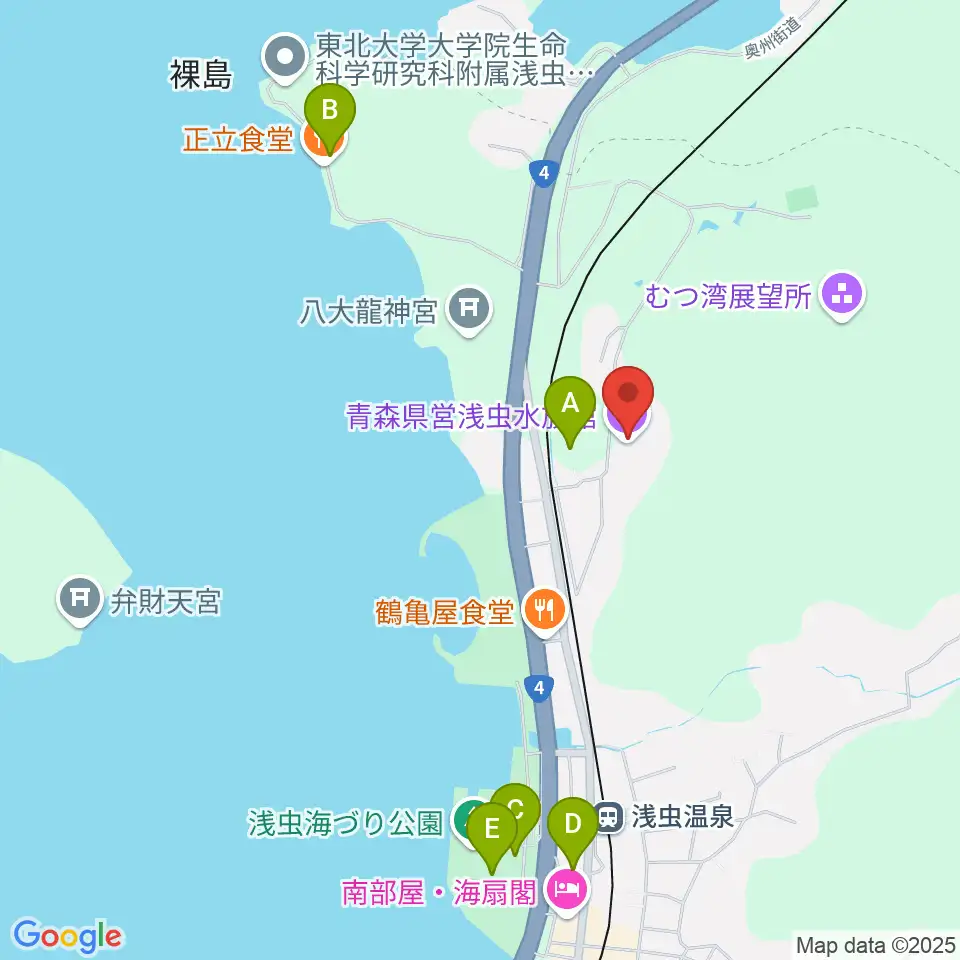 青森県営浅虫水族館周辺の駐車場・コインパーキング一覧地図
