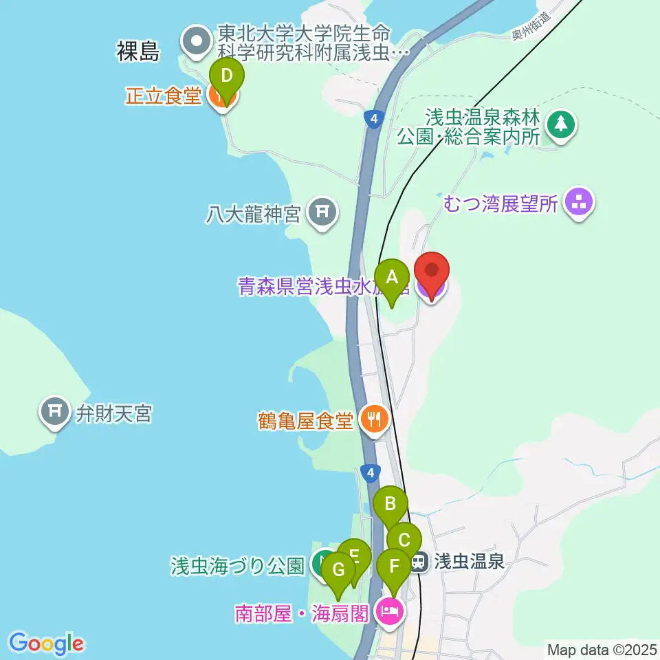 青森県営浅虫水族館周辺の駐車場・コインパーキング一覧地図
