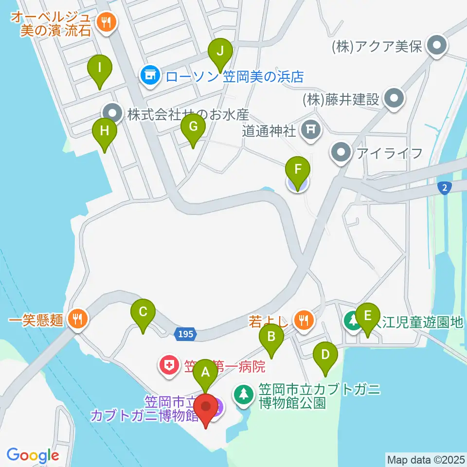 笠岡市立カブトガニ博物館周辺の駐車場・コインパーキング一覧地図