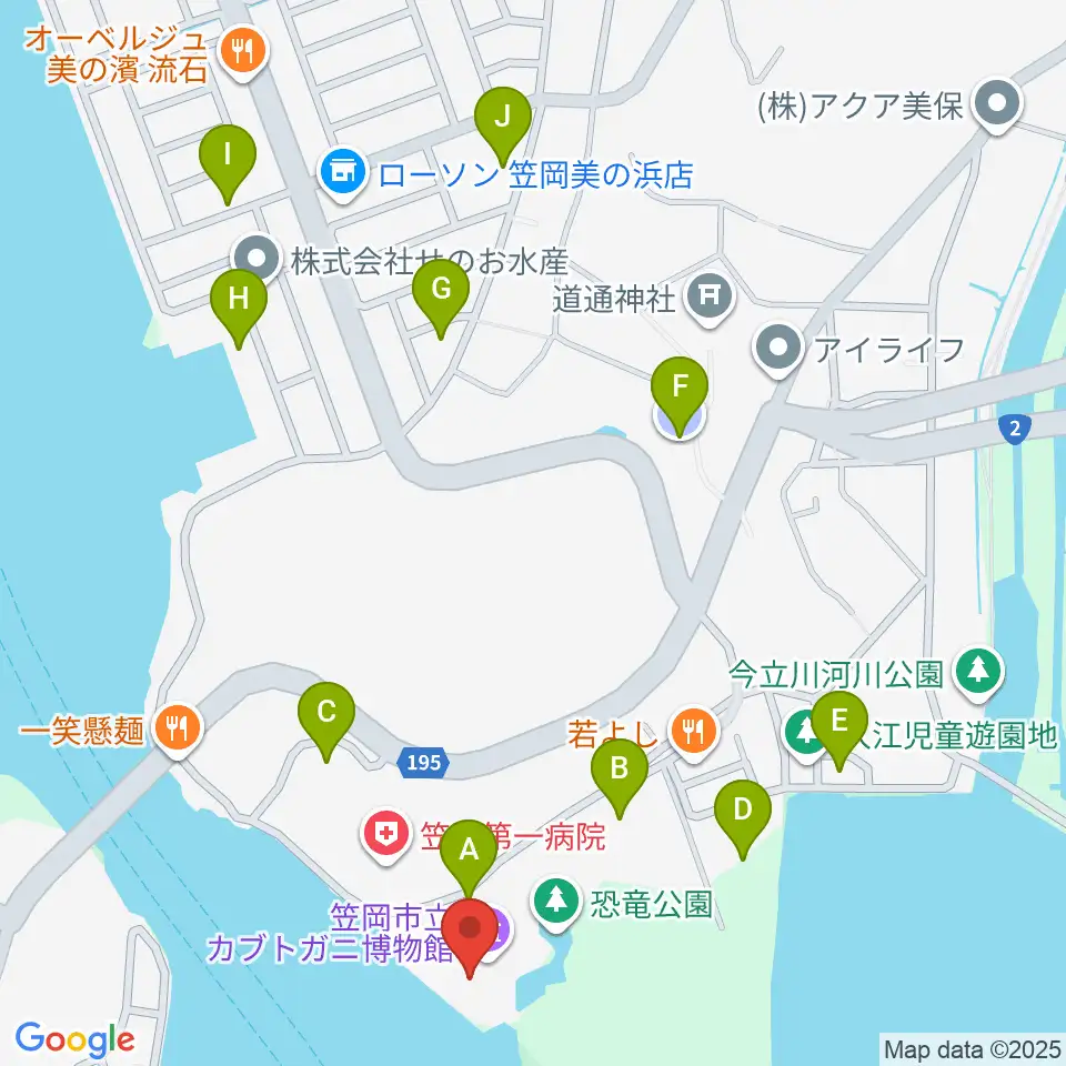 笠岡市立カブトガニ博物館周辺の駐車場・コインパーキング一覧地図