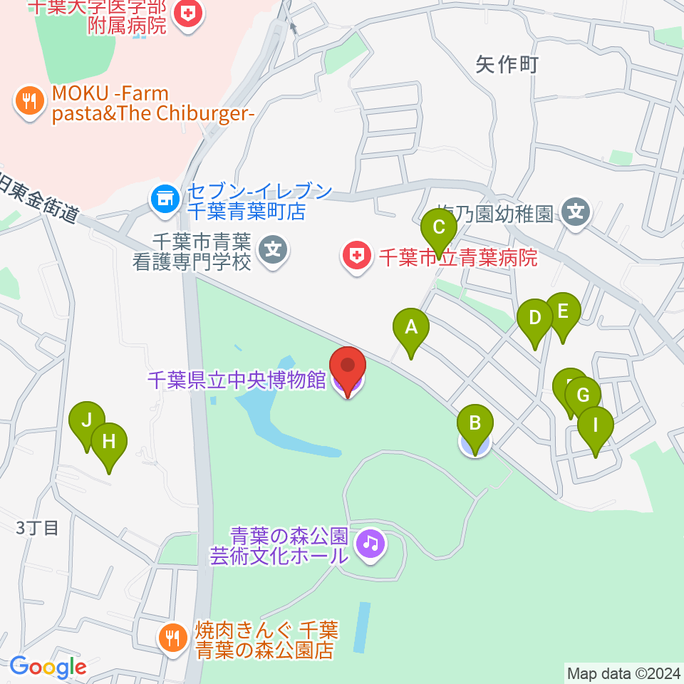 千葉県立中央博物館周辺の駐車場・コインパーキング一覧地図