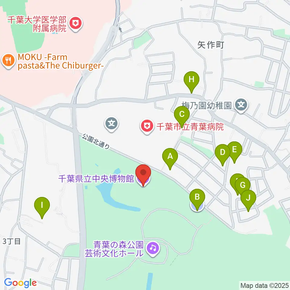 千葉県立中央博物館周辺の駐車場・コインパーキング一覧地図