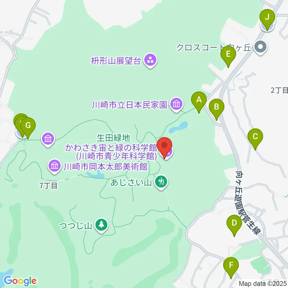 かわさき宙(そら)と緑の科学館周辺の駐車場・コインパーキング一覧地図