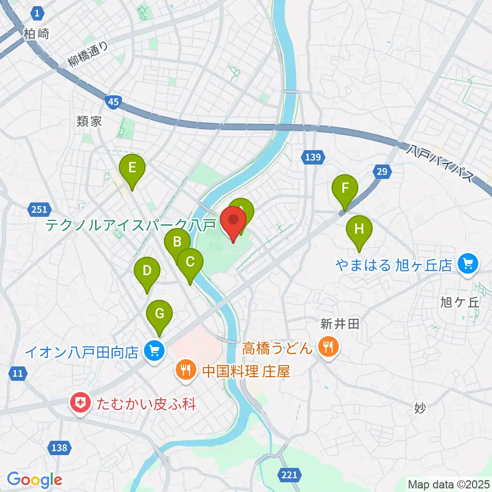 テクノルアイスパーク八戸周辺の駐車場・コインパーキング一覧地図