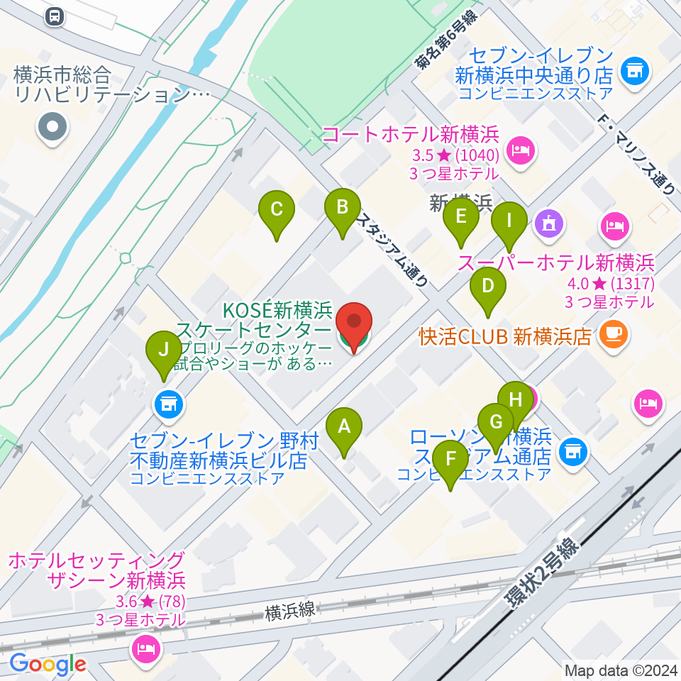 KOSÉ新横浜スケートセンター周辺の駐車場・コインパーキング一覧地図