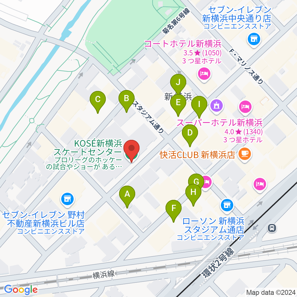 KOSÉ新横浜スケートセンター周辺の駐車場・コインパーキング一覧地図