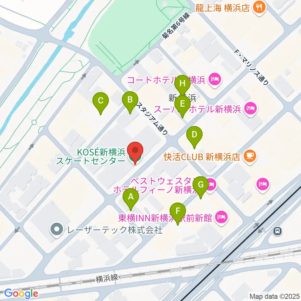 KOSÉ新横浜スケートセンター周辺の駐車場・コインパーキング一覧地図