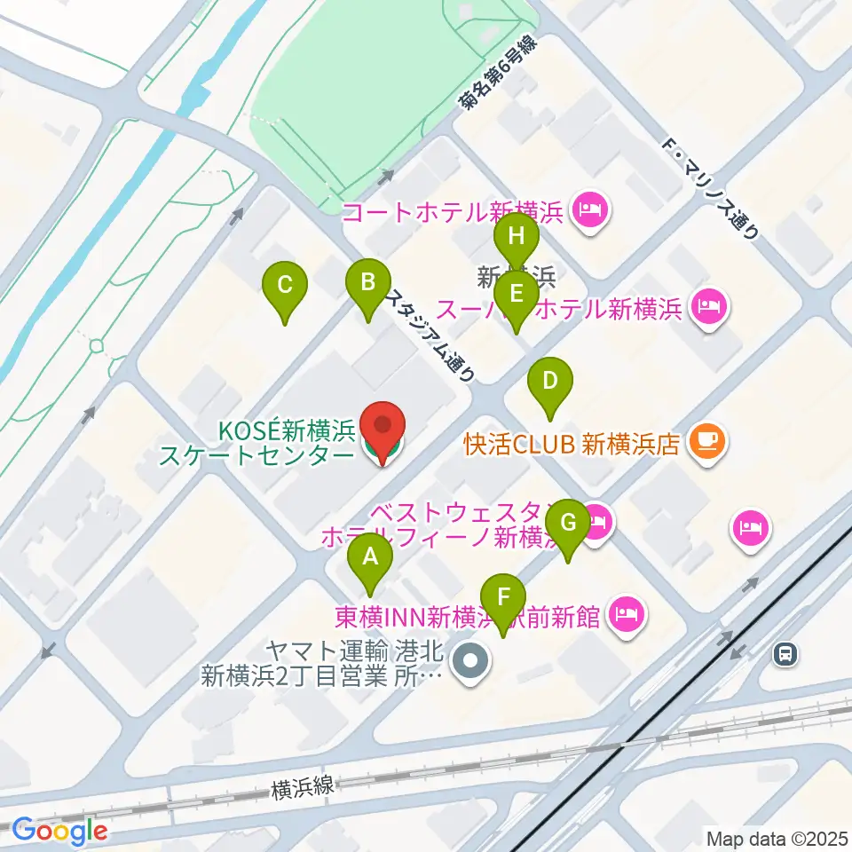 KOSÉ新横浜スケートセンター周辺の駐車場・コインパーキング一覧地図