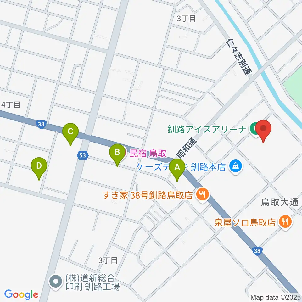 ユタカアイスアリーナくしろ周辺の駐車場・コインパーキング一覧地図