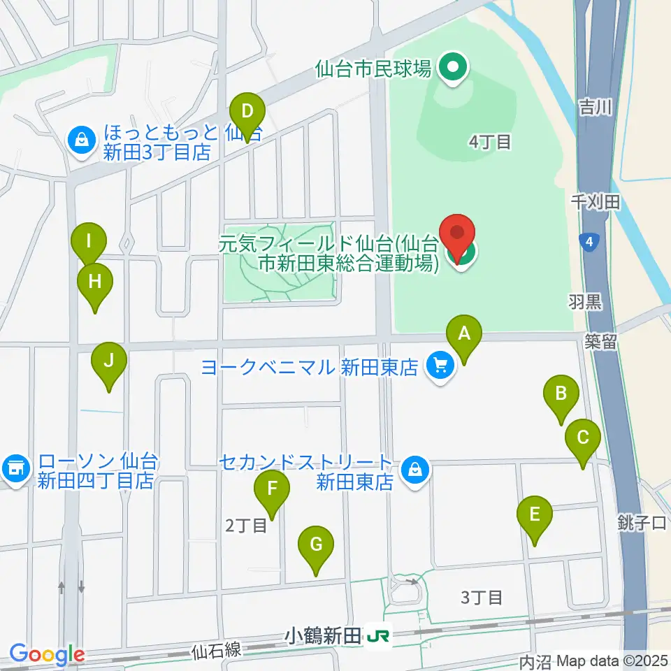 元気フィールド仙台宮城野体育館周辺の駐車場・コインパーキング一覧地図