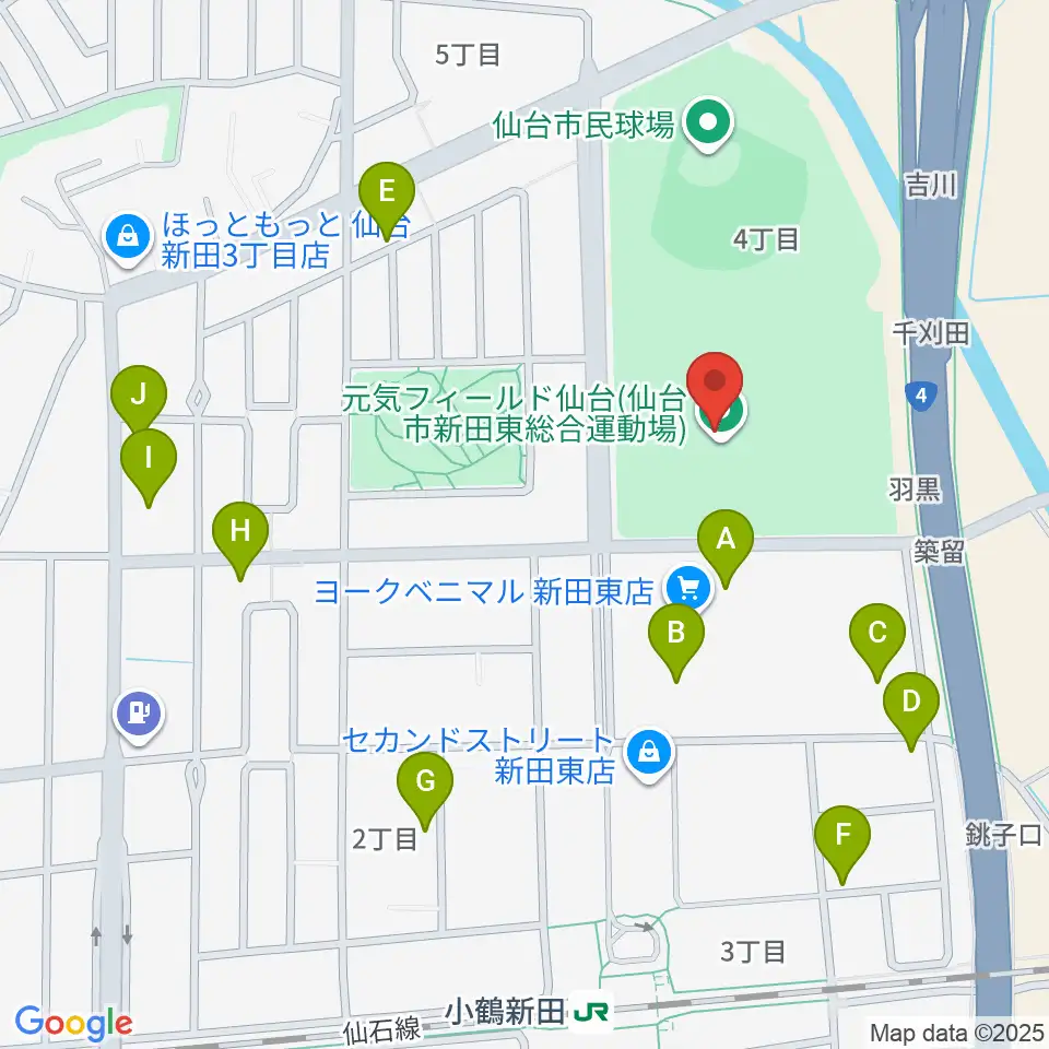 元気フィールド仙台宮城野体育館周辺の駐車場・コインパーキング一覧地図