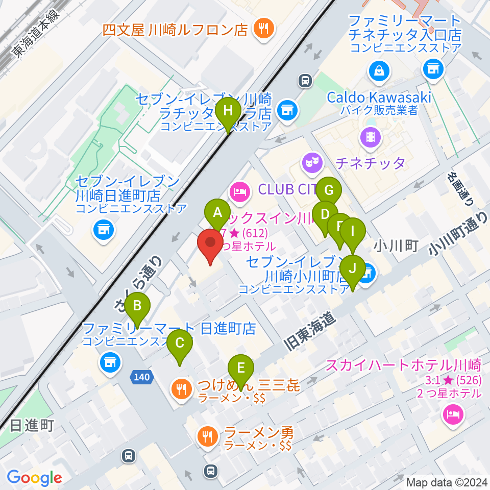 STUDIO楽 川崎店周辺の駐車場・コインパーキング一覧地図