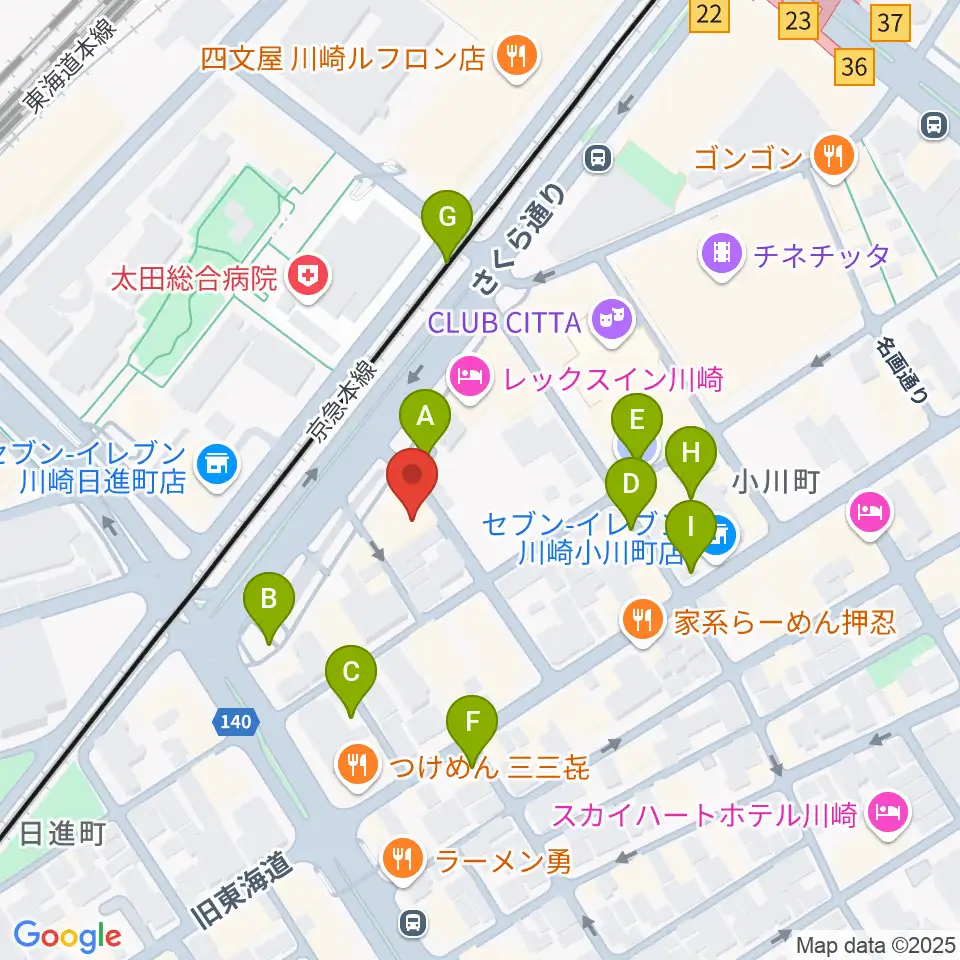 STUDIO楽 川崎店周辺の駐車場・コインパーキング一覧地図