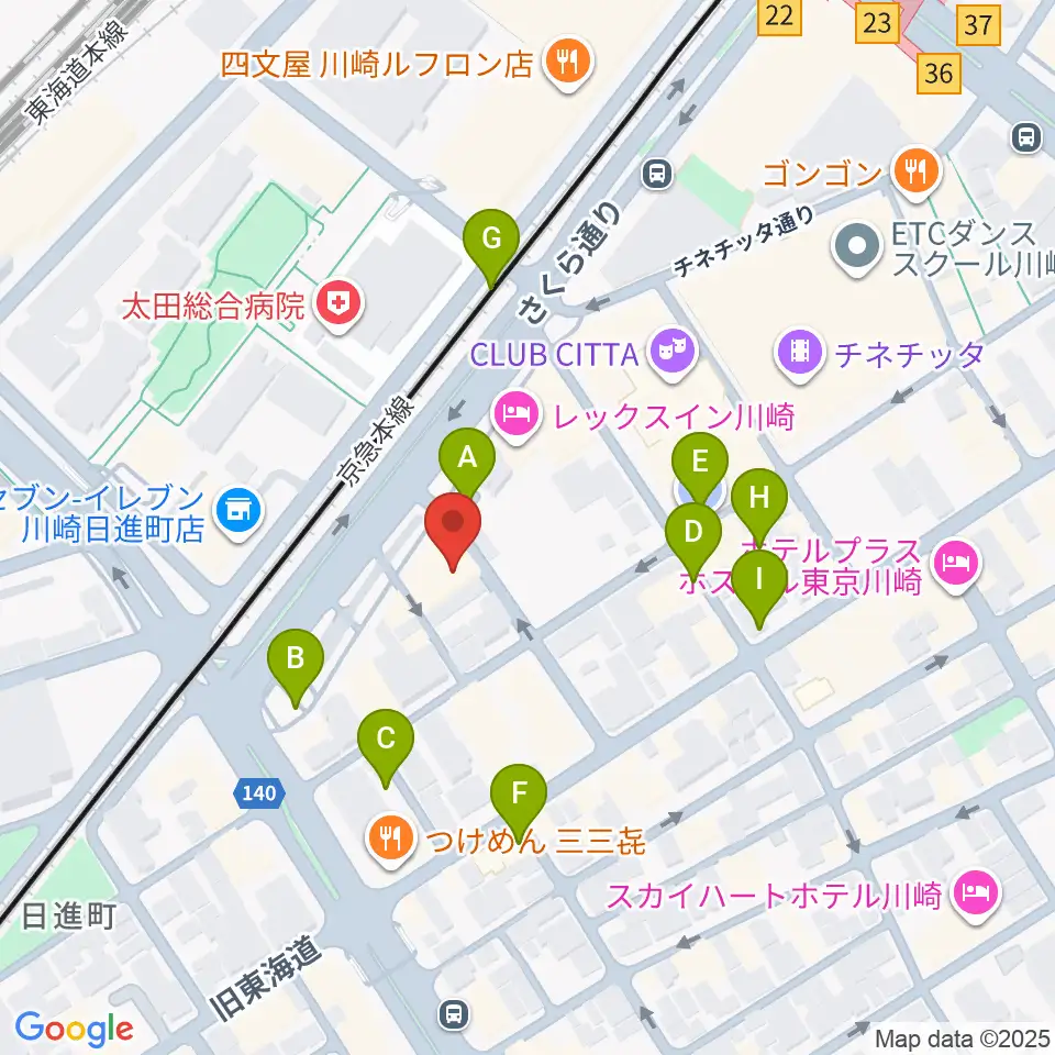 STUDIO楽 川崎店周辺の駐車場・コインパーキング一覧地図