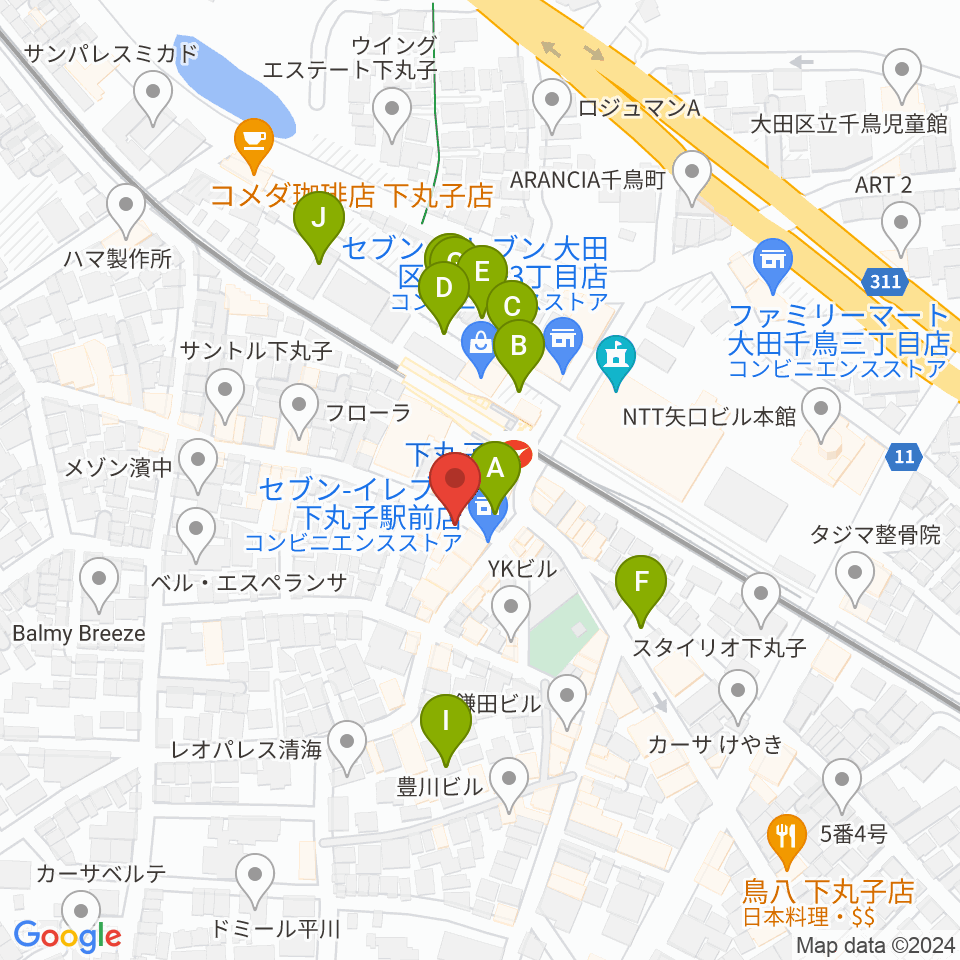 STUDIO楽 下丸子店周辺の駐車場・コインパーキング一覧地図