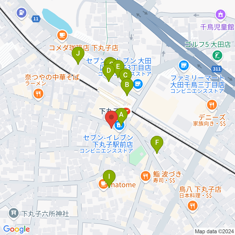 STUDIO楽 下丸子店周辺の駐車場・コインパーキング一覧地図