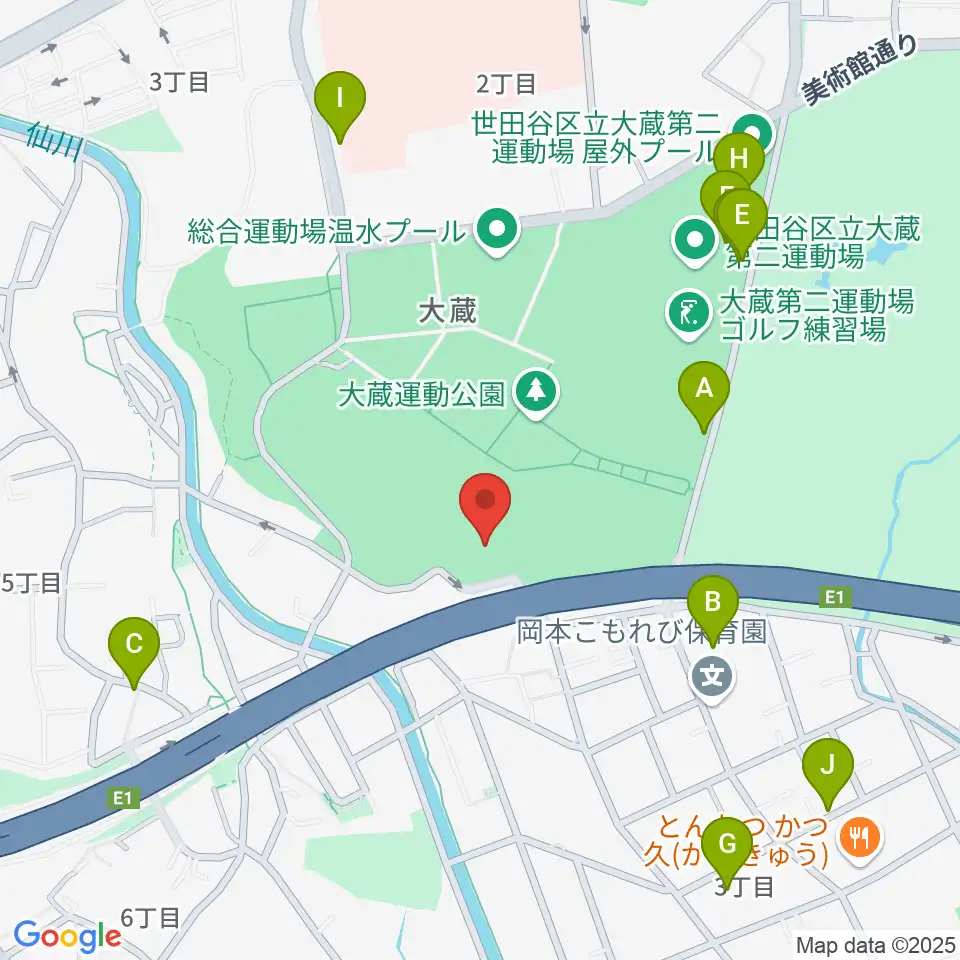 世田谷区立総合運動場野球場周辺の駐車場・コインパーキング一覧地図