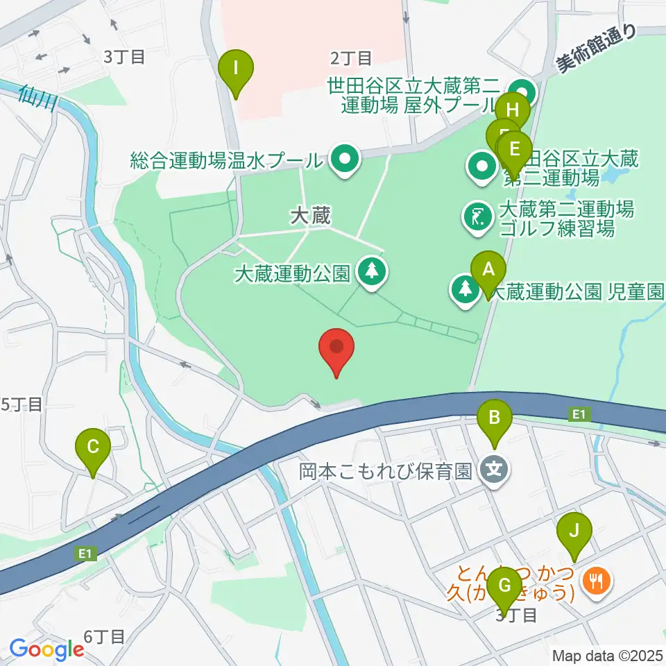 世田谷区立総合運動場野球場周辺の駐車場・コインパーキング一覧地図