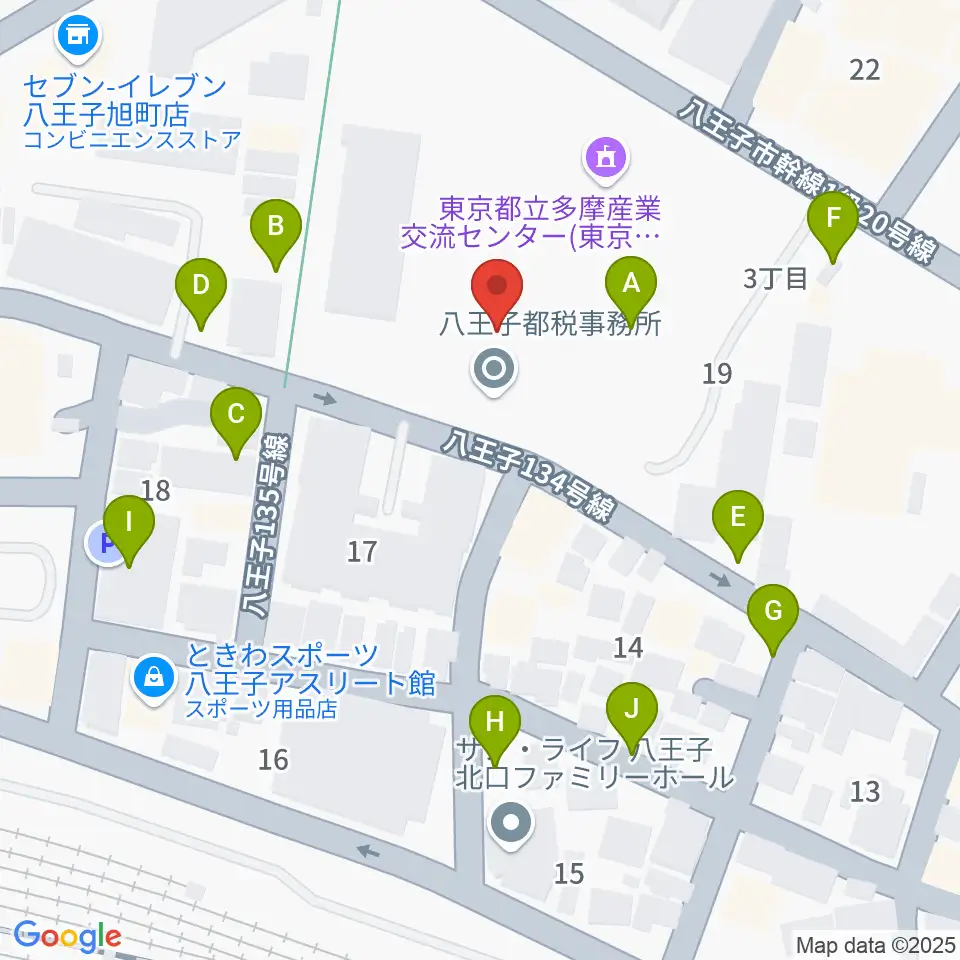 東京たま未来メッセ周辺の駐車場・コインパーキング一覧地図