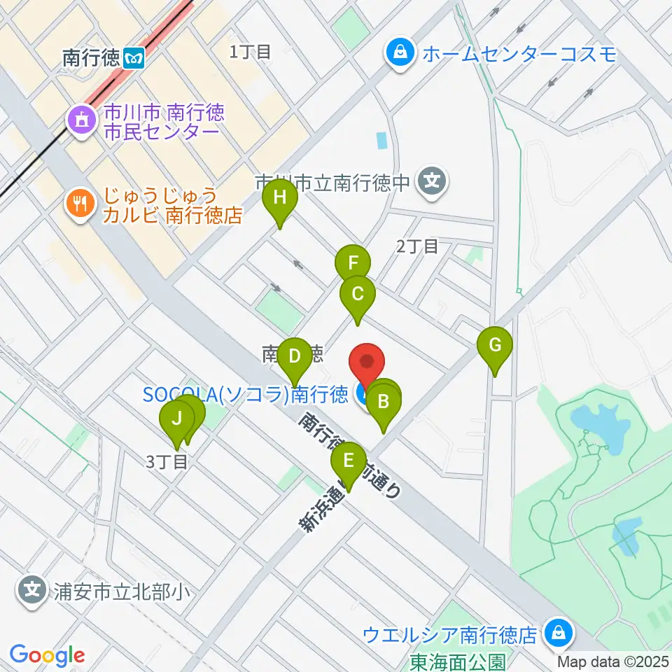 島村楽器SOCOLA 南行徳店周辺の駐車場・コインパーキング一覧地図
