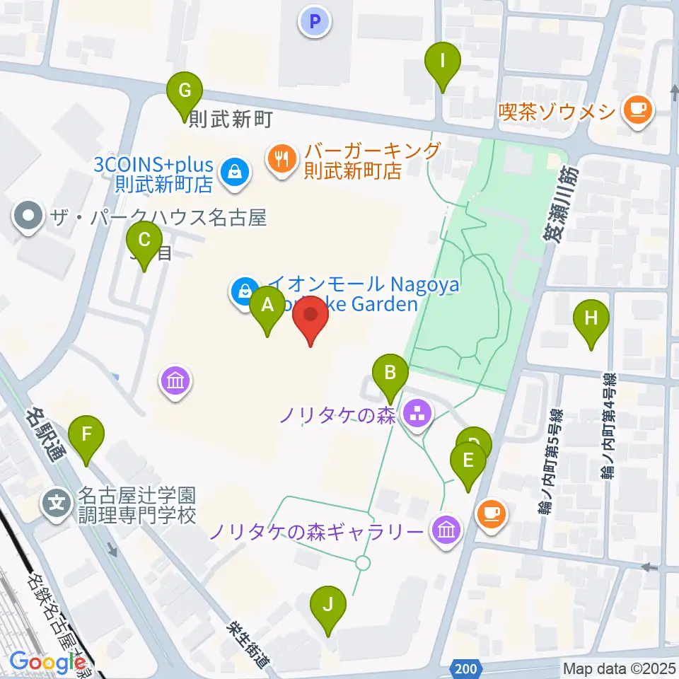 島村楽器 名古屋則武新町店周辺の駐車場・コインパーキング一覧地図