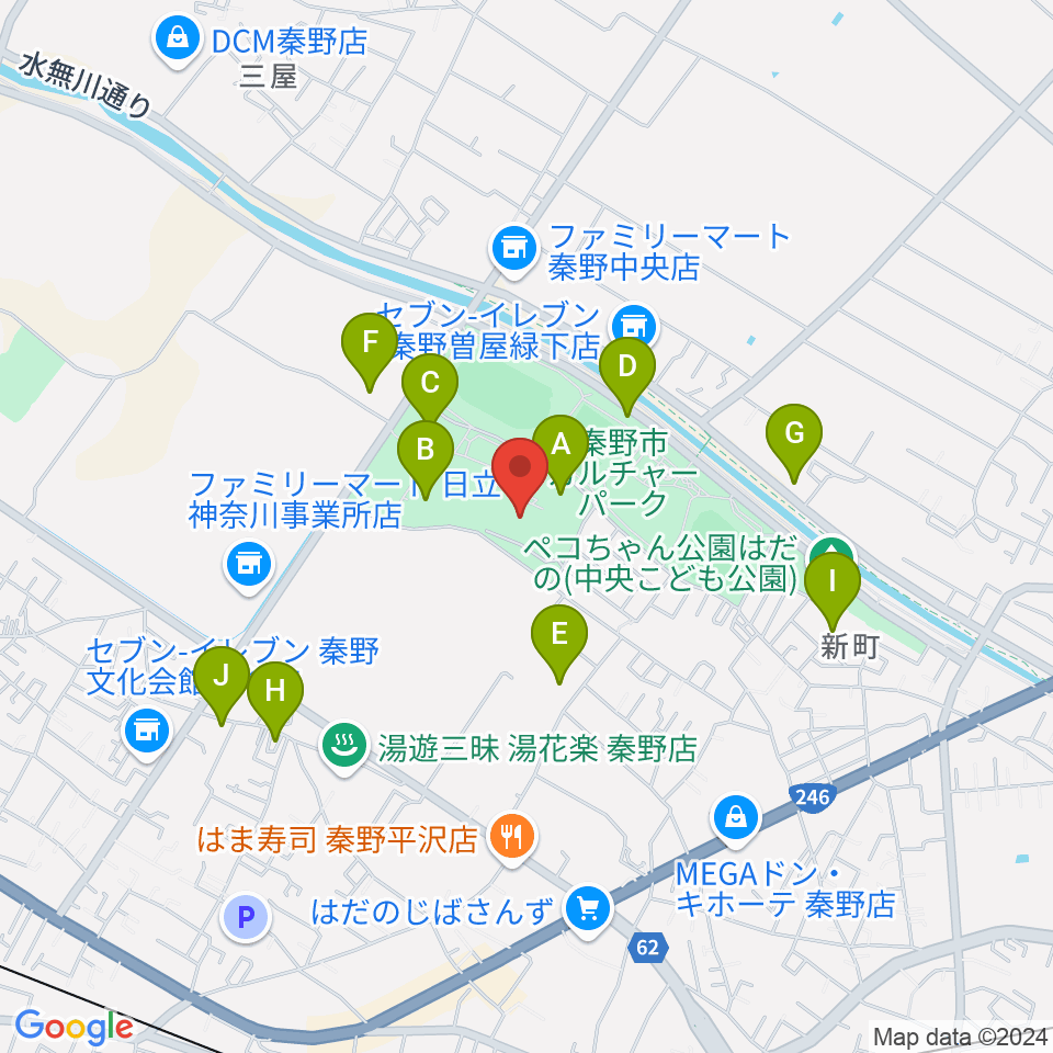 メタックス体育館はだの周辺の駐車場・コインパーキング一覧地図