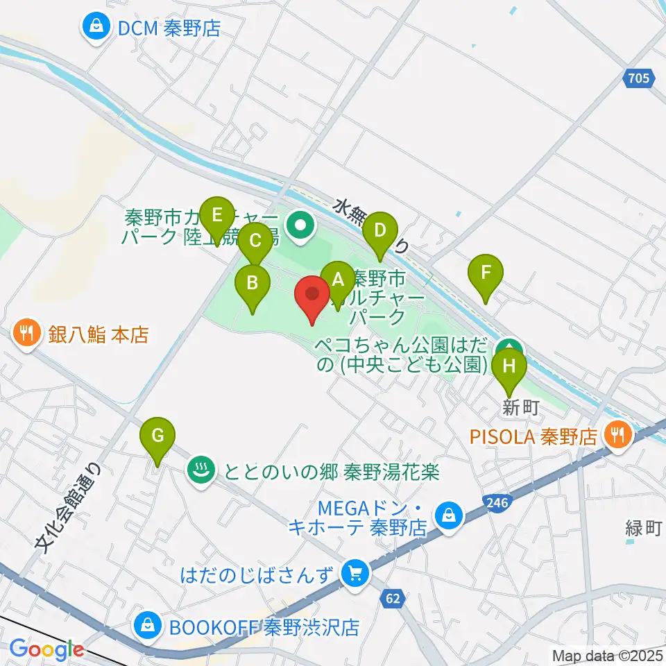 メタックス体育館はだの周辺の駐車場・コインパーキング一覧地図