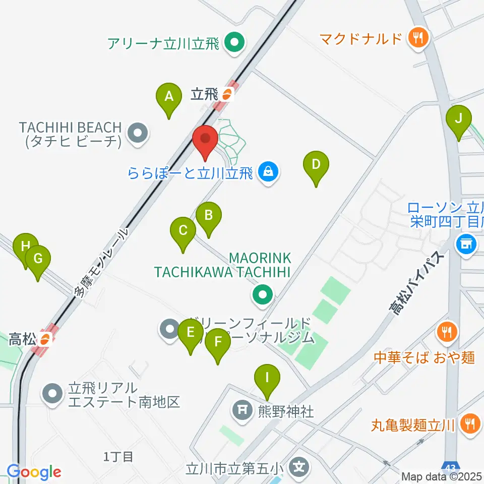 MIFAフットボールパーク立川周辺の駐車場・コインパーキング一覧地図