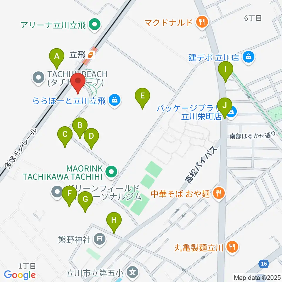 MIFAフットボールパーク立川周辺の駐車場・コインパーキング一覧地図