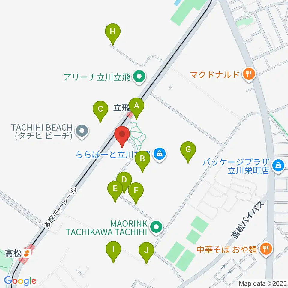 MIFAフットボールパーク立川周辺の駐車場・コインパーキング一覧地図