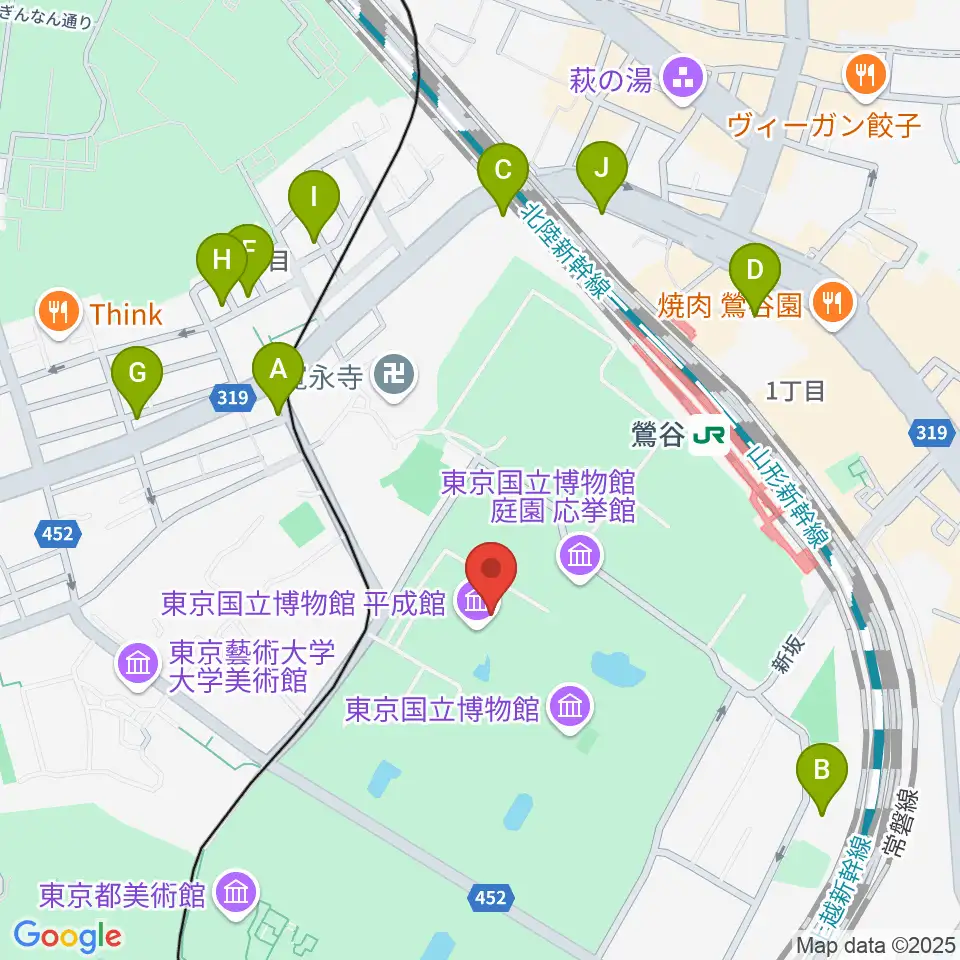 東京国立博物館・平成館周辺の駐車場・コインパーキング一覧地図