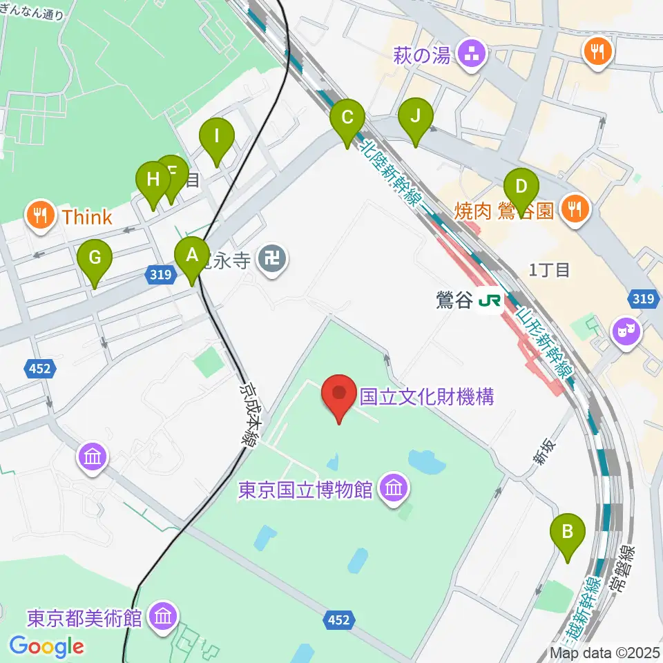 東京国立博物館・平成館周辺の駐車場・コインパーキング一覧地図